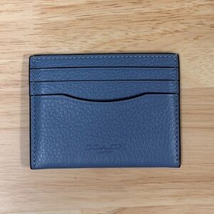 Coach Card Holder Wallet Blue Pebbled Leather
